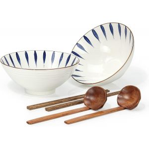 Bol &Agrave; Ramen Japonais En Porcelaine 1000 Ml Blanc Motif - Neuf