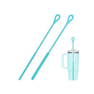 Ensemble de 2 brosses de nettoyage en silicone pour pailles en verre et pailles r&eacute;utilisables - Neuf