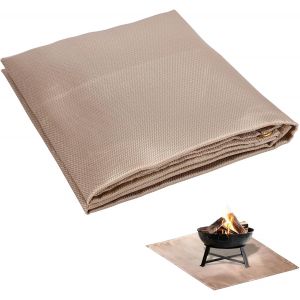 Ulteronixshop-Tapis Feu Camp Universel, 100x93cm Prot&egrave;ge Sol Coupe Feu Pour Chemin&eacute;e Tapis R&eacute;sistant &Agrave; La Chaleur Tampon Grillade Pour Terrasse Bois Pelouse Jardin Bbq (Beige Clair) - Neuf