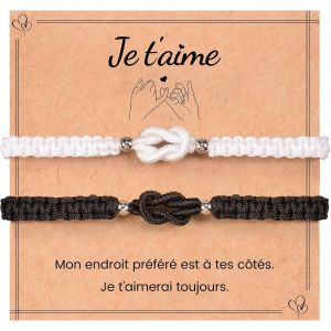 Eryi-Bracelet Couple Amoureux Pour 2 Cadeau Couple Saint Valentin Anniversaire Noël Pour Lui Elle Porte Cadeau Amoureux Pour Femmes Hommes Amour Petit Ami Amie Fiançailles - Neuf