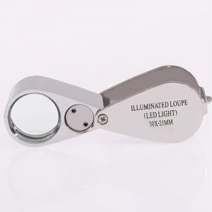 Loupe 40X entièrement en métal, loupe de bijouterie éclairée, loupe de poche portable et pliable, avec lumière LED et UV, pour bijoux, diamants, pièces de monnaie, collection de timbres - Neuf