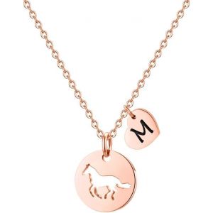 Kal-Collier Cheval Pour Filles Et Femmes En Acier Inoxydable Avec Pendentif En Forme De C?ur Creux - Cadeau Pour Filles Et Amateurs De Chevaux - Bijoux Délicats Pour Adolescentes, Petites Filles - Neuf