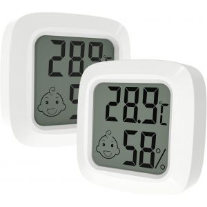 Lot de 2 thermomètres d'intérieur, petit hygromètre numérique haute précision, moniteur de température et d'humidité, indicateur de niveau de confort pour bureau, chambre de bébé, vestiaire - Neuf