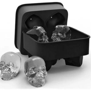 Moule À Glaçons - Panlom® - Tête De Mort 3d - Silicone Alimentaire - 5 X 6,3 Cm - Noir - Neuf