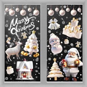 No&euml;L Autocollants Fenetre, 9 Feuilles Stickers Noel Fenetre , D&eacute;coration de No&euml;l Electrostatique PVC Amovibles 3D Autocollant Fen&ecirc;tre Stickers pour DIY Deco No&euml;L Int&eacute;rieur (Blanc) - Neuf