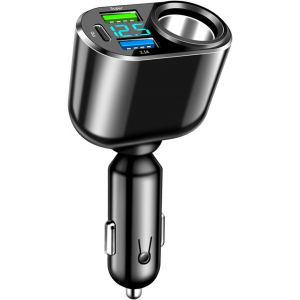 JGD-111W USB C Chargeur Allume Cigare USB Type C Chargeur de Voiture, 90W Voiture Adaptateur d'alimentation, 66W Charge Super Rapide & 30W PD Chargeur De Voiture, avec Voltm&egrave;tre LED.(Noir) - Neuf