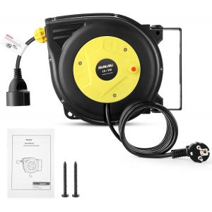 MEVRONISSHOP-Enrouleur de c&acirc;ble automatique professionnel 10 m + 3 m | enrouleur automatique electrique mont&eacute; mur et plafond | 1250 W2000 W | rallonges &eacute;l&eacute;ctriques rotatif &agrave; 180&deg; | pour int&eacute;rieur - Neuf