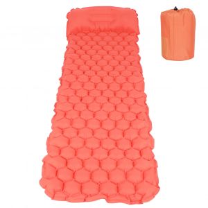 Hjlian Matelas Gonflable Portable Pour Camping, Randonnee, Voyage, Plage, Orange - Neuf