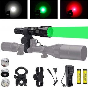 DOOL-Torche De Chasse,Torche De Prédateur Avec Led Verte Rouge Blanche 350 Verges Huning Light Avec Pressostat,Fusil Et Monture De Lunette Pour Porcs Coyotes Varmints Coon Deer Night Hunting - Neuf