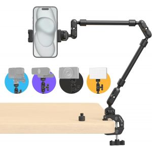 56Cm Bras Magique Avec Super Clamp, Phone Holder A&eacute;rien, Support Et Pince Cam&eacute;ra Flexibles Pour Bureau, Boom Arm Articul&eacute; &Agrave; Friction Avec Adaptateur Filet&eacute;, For Light/Webcam/Micro - 4766[Z50] - Neuf