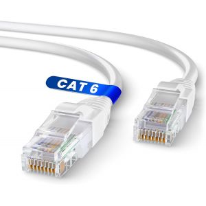 Câble Ethernet 10m,Reseau LAN Cat 6 Haut Debit Pour une Connexion Internet Rapide et Fiable|Câble Ethernet Connecteur AWG24,RJ45 UTP CCA (10 Mètres,Blanc) - Neuf