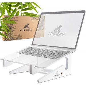 Support en Bambou pour Ordinateur Portable,Universel,Ergonomique et Stable,Support Ecran PC,Laptop Stand (Blanc) - Neuf