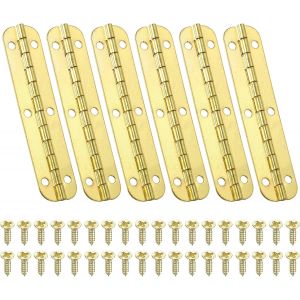 Mini Charnière de Piano 65 x 15mm, 6 Pcs Mini Charnières de Boîte à Bijoux à 180 Degrés avec Vis pour Boîtes à Bijoux en Bois, Doré - Neuf