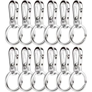 Lot De 12 Porte-Clés En Métal, Anneaux En Acier, Porte-Clés Pour Hommes Et Femmes, Porte-Clés Détachables À Dégagement Rapide, Clips En Acier Inoxydable - Neuf