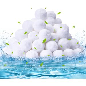 CIRULL Balle filtrante Piscine 800g,remplace 28 kg de Sable filtrant,Boules filtrantes s,Boules filtrantes pour piscines,Aquariums,Convient à Divers Systèmes de Filtration,Blanc - Neuf
