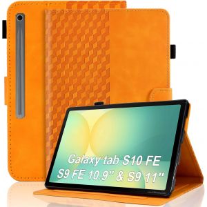 Coque Pour Samsung Galaxy Tab S9 (11 Pouce) Sm-X710/X716b/X718u Housse Cuir Pu Etui De Protection Flip Cover Case Avec Support Pochette Tablette Coque, Orange - Neuf