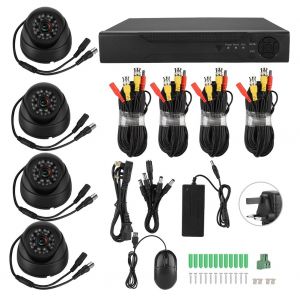 Kit de camera de surveillance video coaxiale AHD 720p 4 canaux 5 en 1 HD 100 W pixels (prise britannique) - Neuf