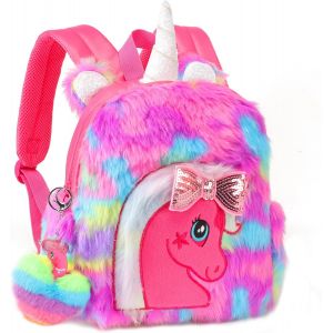 KALANKA-Sac à Dos Fille Primaire Mode Licorne Peluche, Cartable Enfant Maternelle Mignon, Petites Backpack Préscolaire pour Scolaire Garderie Ecole, Cadeau pour Anniversaire Xmas - Neuf