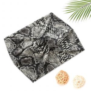 Bandeau Croisé Pour Cheveux En Satin Imprimé Python Glamour Gris - Neuf