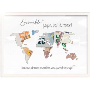 Cadre en Bois Inclus | Cadeau Mariage pour la mariée - idéal pour fiançailles et Anniversaires de Couples mariés | Cadeau couple - Offrir de l'amour -A4 (Blanc) - Neuf