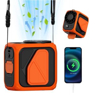 Ventilateur à Pince pour la Taille avec Lumière 4 Vitesses Portable Collier Mains Libres Ventilateur de Taille 6000mAh Mini Clip de Taille Ventilateur pour La Randonnée Camping Refroidissement - Neuf