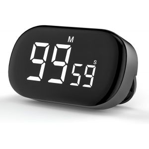 Minuterie De Cuisine Magnétique (Noire) Avec Grand Écran Lcd, Minuteries De Cuisine Numériques, Compte À Rebours Magnétique, Minuterie Numérique 3 Volumes Réglables - Neuf