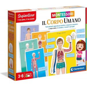 KAAQL-16373-Sapientino Montessori-Le Corps Humain-Jeu Montessori 3 Ans,Jeu Éducatif Corps Humain,Anatomie Et Développement De La Langue-Made In Italy - Neuf