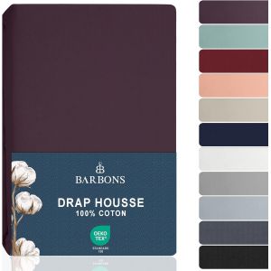Tzf-Barbons Drap Housse 140x200 Cm, 100% Coton Draps Housses Certifié Oeko-Tex Premium Drap-Housse En Jersey Pour Matelas Bonnet Jusqu'à 25 Cm - Pourpre 140 X 200 Cm - Neuf