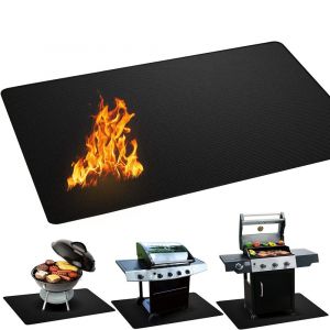 Tapis de barbecue ext&eacute;rieur, tapis de sol ignifuge, tapis de barbecue r&eacute;utilisable, facile &agrave; nettoyer, tapis de foyer &eacute;tanche pour pelouse et terrasse - Neuf