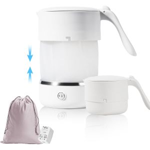 Bouilloire De Voyage 0,5 L Sans Bpa Base En Acier Inoxydable 304 Mini Bouilloire Compatible Avec Les Aliments 680W Chauffe Rapidement Avec Adaptateur De Voyage Universel - Neuf