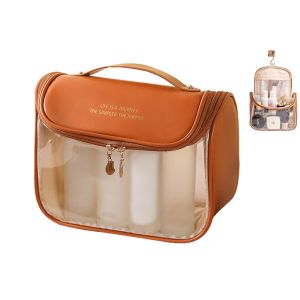 Trousse de maquillage transparente suspendue avec crochet, id&eacute;ale pour les voyages et l'organisation des produits de toilette - Neuf