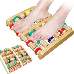 Kal-Rangées De Masseurs Plantaires Colorés, Rouleau De Massage En Bois, Masseur Pieds Double, Outils De Réflexologie Appareil Massage, Soulagement Fasciitis Plantaire - Neuf