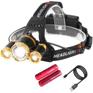 Super Brillant Led Lampe Frontale Rechargeable Lampe De Poche Étanche Phare 9000 Lumens, Capteur Zoomable Réglable Torche De Tête Pour Camping Chasse Randonnée Courir - Neuf