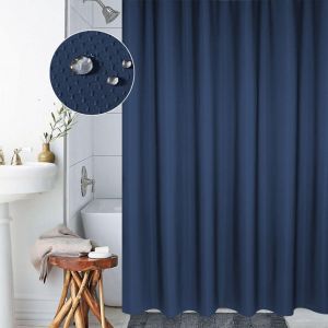 HJLIAN Rideau de douche epais et impermeable avec crochets de suspension (bleu fonce 180 x 180 cm) - Neuf