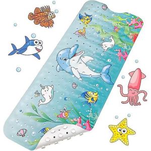Tapis de bain antidérapant 100x40cm avec 200 ventouses Matériau PVC Tapis de bain sans BPA | Dessin animé Animal marin - Neuf