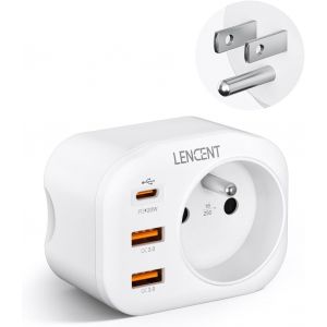 COPO-Amélioré Adaptateur Prise Usa Américaine 20W Pd+ Qc3,0,Avec 2 Ports Usb Et 1 Port Usb-C Adapté Aux États-Unis Canada Mexique Thaïlandeadaptateur Électrique Mâle Usa/Femelle France,Type B - Neuf