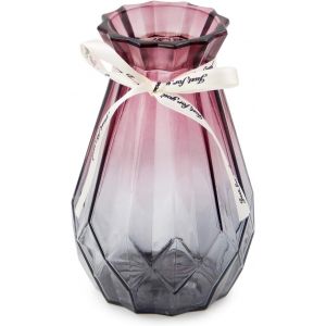 Bnhgc-Vase En Verre Dégradé Multicolore Vase Géométrique À Facettes En Verre Coloré Pour La Maison, Le Bureau Ou Le Mariage (Gris Violet) - Neuf
