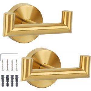 Crochet Mural, 2 Pi&egrave;ces Patere Salle de Bain, Porte Serviette Murale, Crochet Torchon Cuisine avec Vis, Patere Antirouille, Porte Manteau Mural Noir - Neuf