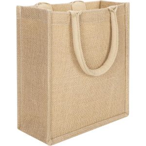 SJZG-Sac En Toile De Jute De Naturel Sac Cabas Avec Poignées Sac Fourre-Tout Réutilisable Sac À Main De Courses Pliable Sac Cadeau Sac De Lin Stockage Sac De Rangement Sacs Provisions Magasin - Neuf