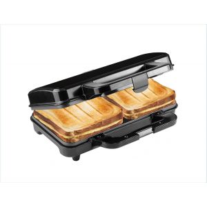KALANKA-XL appareil croque monsieur, appareil &agrave; sandwich id&eacute;al pour les sandwichs am&eacute;ricains (XL), pour deux sandwichs en forme de coquille, avec r&eacute;glage automatique de la temp&eacute;rature, Couleur: Noir - Neuf