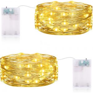 TRAHOO-Guirlande Lumineuse ma Minuterie 3 m&egrave;tre 30LEDs Guirlande LED Mini Guirlande Lumineuse a Pile IP65 &eacute;tanche LED a Pile pour Interieur Exterieur, Vacances, Mariage, F&ecirc;te, No&euml;l, Chambre - Neuf