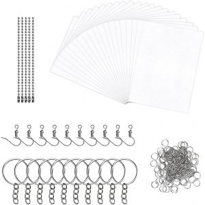 145 Pi&egrave;ces Feuille Plastique Fou Set, 20 Feuilles Blanc Plastique Dingue, Avec Boucle Ouverte, Anneau De Cl&eacute;, Cha&icirc;ne De Perles Et Crochet D'oreille Papier Pour Les Bricolages - Neuf
