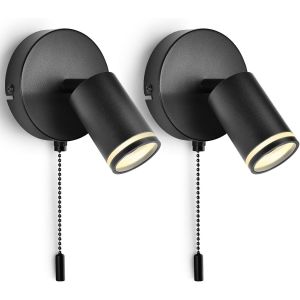 Ulteronixshop-Applique Murale Int&eacute;rieure Lot De 2 - Ajustable 350&deg;+90&deg; - Lampe Murale Avec Interrupteur - Douille Gu10 Max.50w - Noir Mat Pour Chambre Salon Chevet - Ampoule Non Incluse - Neuf