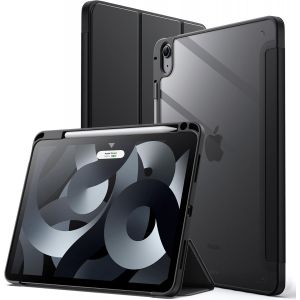 Coque Pour Ipad Air 11 Pouces M2 (2024), Ipad Air 5/4 (10,9 Pouces 2022/2020 5eme/4eme Génération) Avec Porte-Pencil, Étui Arrière Transparent Fin Support Antichoc Tablette (Noir).[F2232] - Neuf