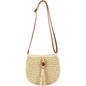 RFCBC-Sac a Main Femme Tissée Pochette d'Été Embrayage Soirée Clutches en Paille Tendance Sacs à Bandoulière Rétro Bohème Rotin pour Plage Fête Vacances - Neuf