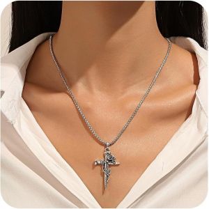 Kales-Collier Croix Femme,Collier Pendentif Croix Pour Femmes Hommes,Cadeau Chretienne Catholique Religion Croix Collier - Neuf