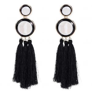 Style Simple Femmes Fil Pompon Balancer Boucles D'oreilles Frange Boucles D'oreilles Oreilles Oreilles Boucles D'oreilles (Noir) - Neuf