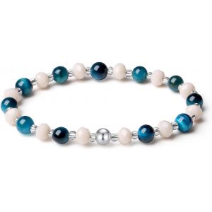 Eryi-Original Bijoux 6mm Cristaux Pierre Naturelle Extensible Bracelet D'énergie En Pierre Précieuse Sphère En Platine Véritable Bijoux Pour Dames - Neuf