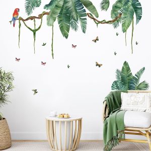 Autocollant Mural Plante Verte,Sticker Mural Plante Tropicale,Sticker Mural Feuilles de Vigne,Autocollants Mur Etanche Amovible,Bricolage Décoration Murale,Convient pour Chambre à Coucher,Salon - Neuf