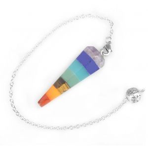7 Couleurs Arc-En-Ciel Chakra Naturel Cristal Li&eacute; Hex Prisme Pendule Gu&eacute;rison Reiki - Neuf